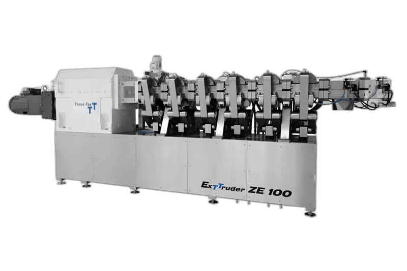Three-Tec 100 mm twin-screw extruder — the largest production-scale system in the range